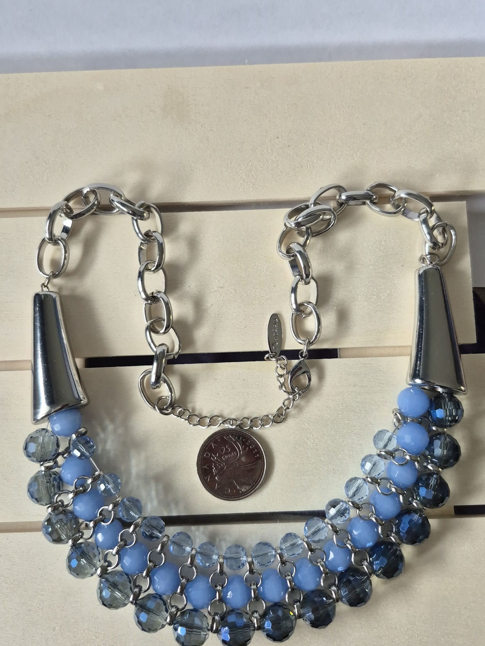 Blue Multi-Row Beaded Statement Necklace